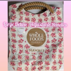 Whole Foods Large Deluxe Pink Plumeria Tote Bag Hawaii Exclusive